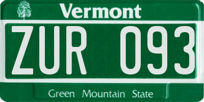VT license plate ZUR093