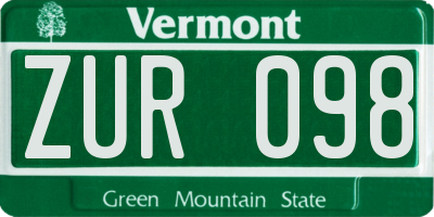 VT license plate ZUR098
