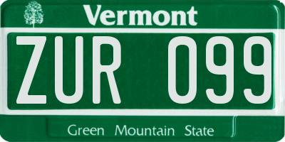 VT license plate ZUR099