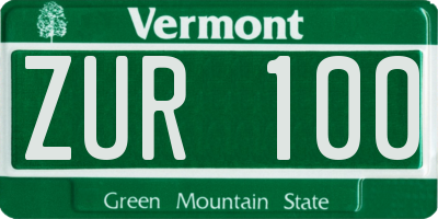 VT license plate ZUR100