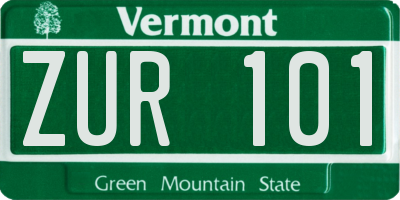 VT license plate ZUR101