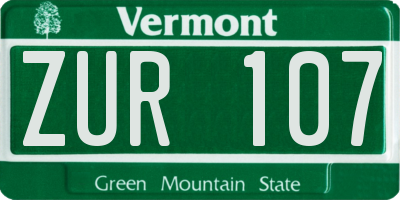 VT license plate ZUR107