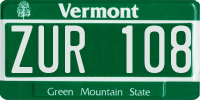 VT license plate ZUR108