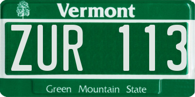 VT license plate ZUR113