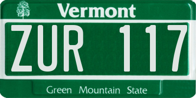 VT license plate ZUR117
