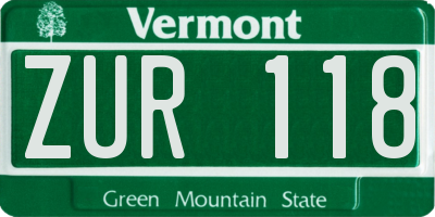 VT license plate ZUR118