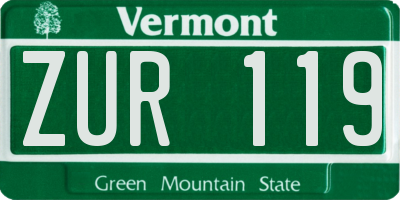 VT license plate ZUR119