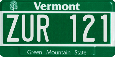 VT license plate ZUR121