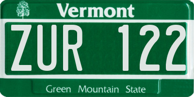 VT license plate ZUR122