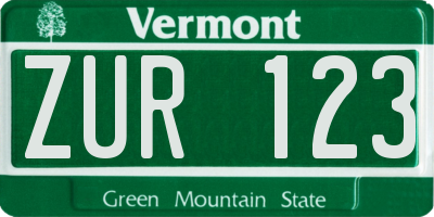 VT license plate ZUR123