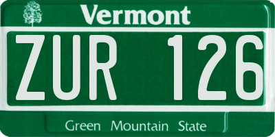 VT license plate ZUR126