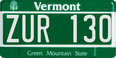 VT license plate ZUR130