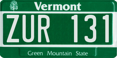 VT license plate ZUR131
