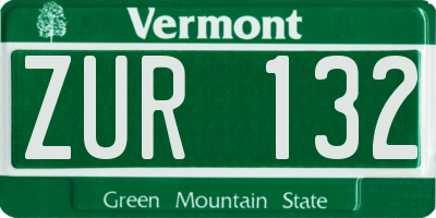 VT license plate ZUR132