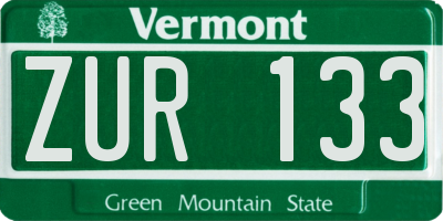 VT license plate ZUR133