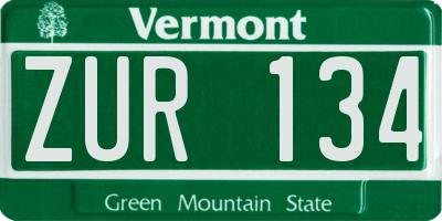 VT license plate ZUR134