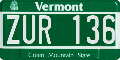 VT license plate ZUR136