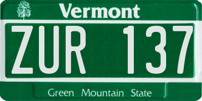 VT license plate ZUR137