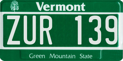 VT license plate ZUR139
