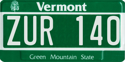 VT license plate ZUR140