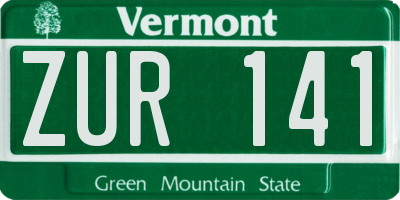 VT license plate ZUR141