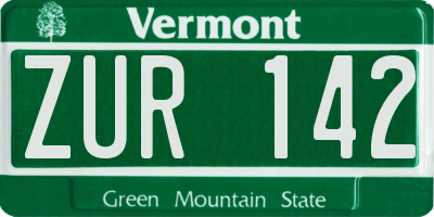 VT license plate ZUR142