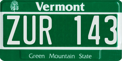 VT license plate ZUR143