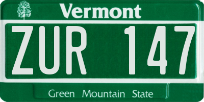 VT license plate ZUR147