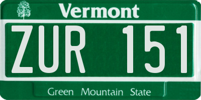 VT license plate ZUR151