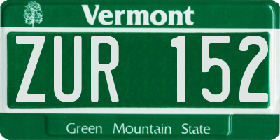 VT license plate ZUR152