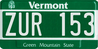 VT license plate ZUR153