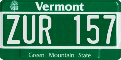 VT license plate ZUR157