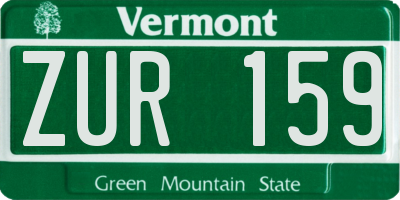 VT license plate ZUR159