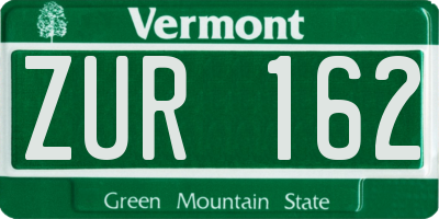 VT license plate ZUR162