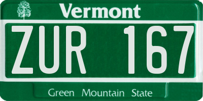 VT license plate ZUR167