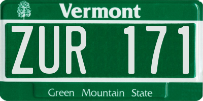 VT license plate ZUR171