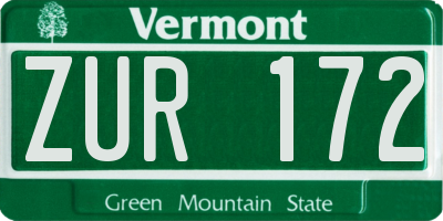 VT license plate ZUR172