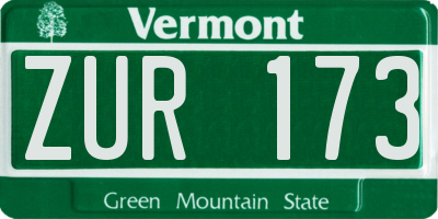 VT license plate ZUR173