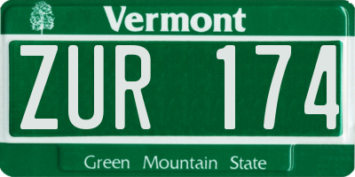 VT license plate ZUR174