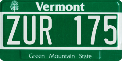 VT license plate ZUR175