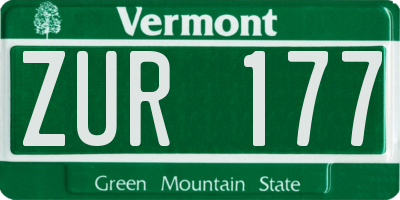 VT license plate ZUR177