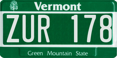 VT license plate ZUR178