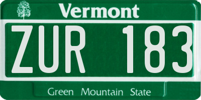 VT license plate ZUR183