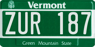 VT license plate ZUR187