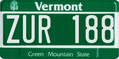 VT license plate ZUR188
