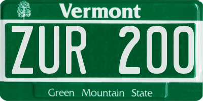VT license plate ZUR200