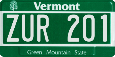 VT license plate ZUR201