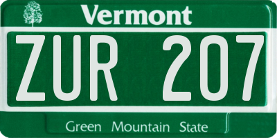 VT license plate ZUR207