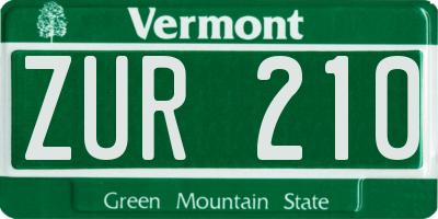 VT license plate ZUR210