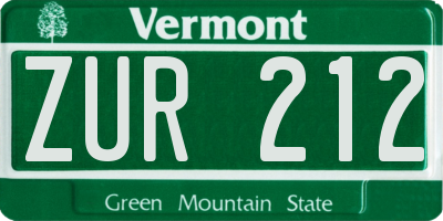 VT license plate ZUR212